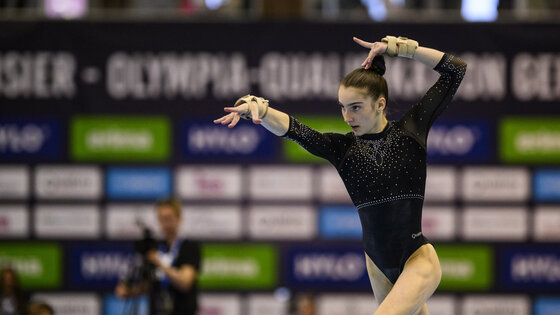 Helen Kevric während ihrer Bodenübung | Foto: Tom Weller/ 24passion